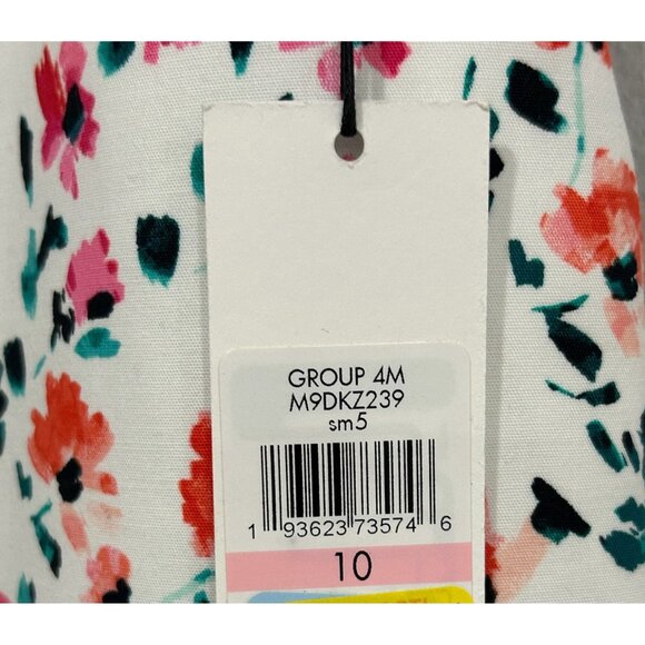 Calvin Klein Floral Pants White Multi Sz 10 Flat Front Mid Rise Bohemian NWT - Picture 11 of 13